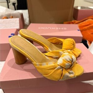 Yellow Women's Heeled Sandals